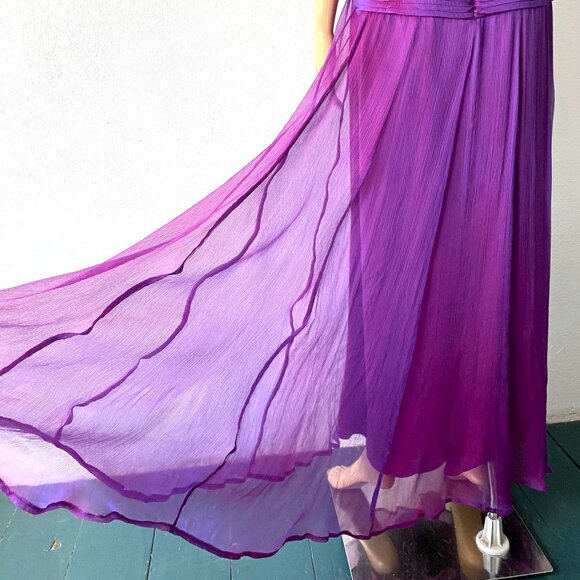Evening Dress Formal Gown Designer Red Carpet Dress Silk Chiffon Maxi Plum Berry - Picture 8 of 10